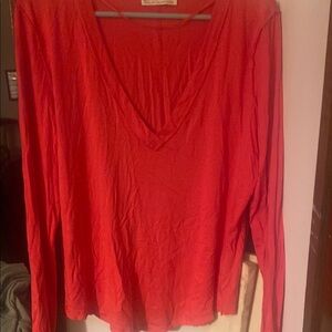 We The Free Orange Long Sleeve Relaxed Blouse